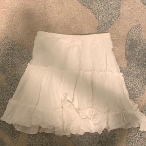 white ruffle mini skirt